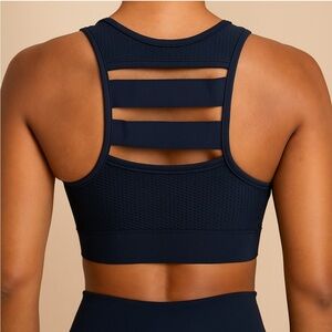 Champion Black Sports Bra Shirt Crop Top Strappy Back Size Small